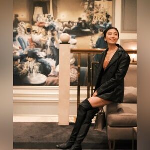 Black Vegan Leather Blazer